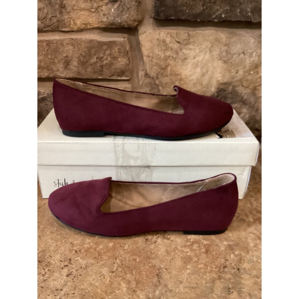 Style & Co Alysonn Plum MC Faux Suede Flats Shoes Womens Size 7 New